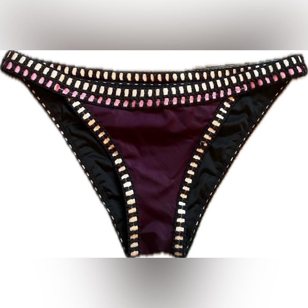 Victoria's Secret Black and Purple Bikini Bottom. Women’s size Small
